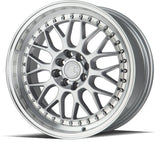 AH02 | Silver w/ Machined Lip | 17x8 | 4x100/114.3 | +35mm | CB73.1