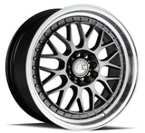 AH02 | Hyper Black w/ Machined Lip | 17x8 | 5x100/114.3 | +35mm | CB73.1