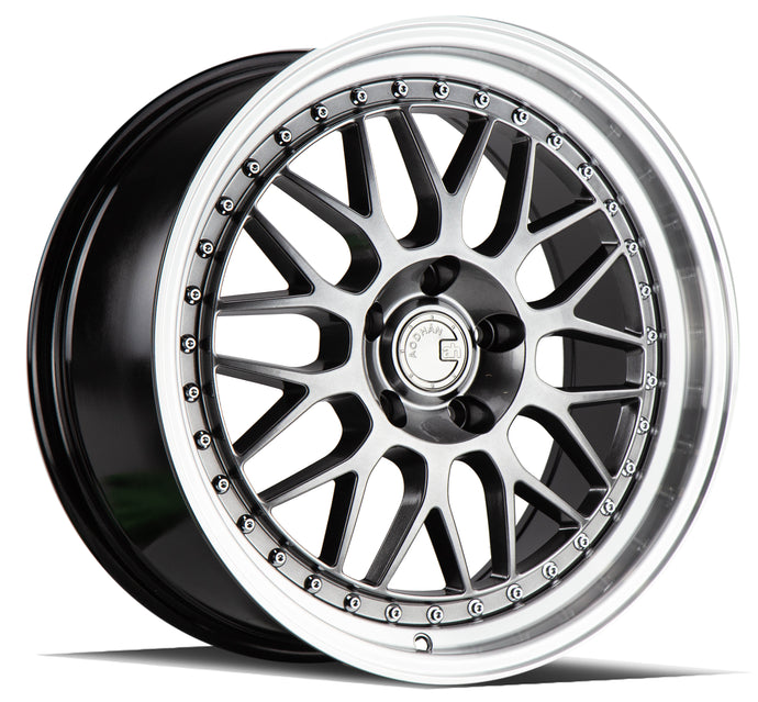 AH02 | Hyper Black w/ Machined Lip | 18x8.5 | 5x114.3 | +35mm | CB73.1