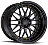 AH02 | Gloss Black ( Gold Rivet) | 19x11 | 5x114.3 | +15mm | CB73.1