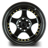 AH03 | Full Golss Black ( Gold Rivet) | 16x8 | 4x100/114.3 | +15mm | CB73.1