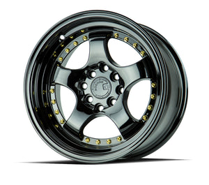 AH03 | Full Golss Black ( Gold Rivet) | 16x8 | 4x100/114.3 | +15mm | CB73.1