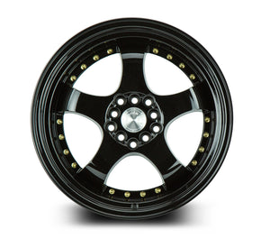 AH03 | Full Golss Black ( Gold Rivet) | 17x9 | 5x100/114.3 | +25mm | CB73.1