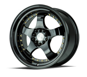 AH03 | Full Golss Black ( Gold Rivet) | 17x9 | 5x100/114.3 | +25mm | CB73.1