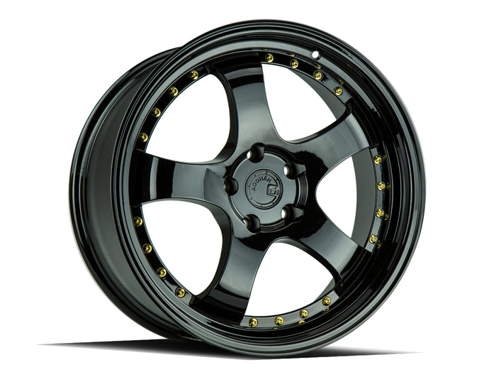 AH03 | Full Golss Black ( Gold Rivet) | 19x9.5 | 5x114.3 | +12mm | CB73.1