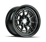 AH04 | Full Gloss Black ( Gold Rivet) | 15x8 | 4x100/114.3 | +20mm | CB73.1