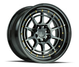 AH04 | Full Gloss Black ( Gold Rivet) | 16x8 | 4x100/114.3 | +15mm | CB73.1