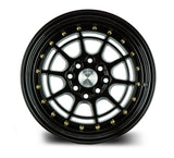AH04 | Full Gloss Black ( Gold Rivet) | 16x8 | 4x100/114.3 | +15mm | CB73.1