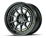 AH04 | Full Gloss Black ( Gold Rivet) | 16x8 | 4x100/114.3 | +15mm | CB73.1