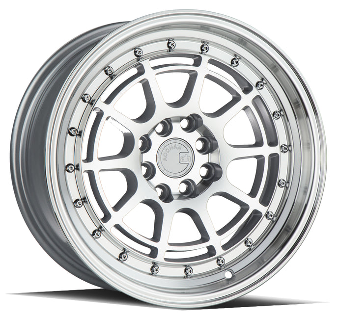 AH04 | Silver Machined Face And Lip | 16x8 | 4x100/114.3 | +15mm | CB73.1