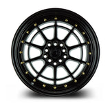AH04 | Full Gloss Black ( Gold Rivet) | 17x9 | 5x100/114.3 | +25mm | CB73.1