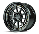 AH04 | Full Gloss Black ( Gold Rivet) | 17x9 | 5x100/114.3 | +25mm | CB73.1