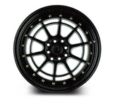AH04 | Full Gloss Black ( Gold Rivet) | 17x9 | 4x100/114.3 | +25mm | CB73.1