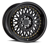 AH05 | Full Gloss Black ( Gold Rivet) | 15x8 | 4x100/114.3 | +20mm | CB73.1