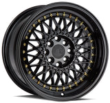 AH05 | Full Gloss Black ( Gold Rivet) | 16x8 | 4x100/114.3 | +15mm | CB73.1