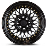 AH05 | Full Gloss Black ( Gold Rivet) | 16x8 | 4x100/114.3 | +15mm | CB73.1