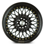 AH05 | Full Gloss Black ( Gold Rivet) | 17x9 | 5x100/114.3 | +25mm | CB73.1
