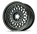 AH05 | Full Gloss Black ( Gold Rivet) | 17x9 | 5x100/114.3 | +25mm | CB73.1