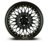AH05 | Full Gloss Black ( Gold Rivet) | 18x8.5 | 5x114.3 | +35mm | CB73.1