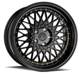 AH05 | Full Gloss Black ( Gold Rivet) | 18x9.5 | 5x114.3 | +35mm | CB73.1