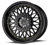 AH05 | Full Gloss Black ( Gold Rivet) | 18x9.5 | 5x114.3 | +35mm | CB73.1