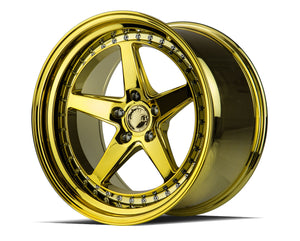 DS05 | Gold Vacuum w/ Chrome Rivets | 18x10.5 | 5x114.3 | +22mm | CB73.1