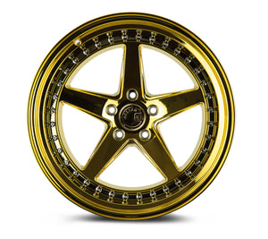DS05 | Gold Vacuum w/ Chrome Rivets | 18x9.5 | 5x100 | +35mm | CB73.1