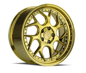 DS01 | Gold Vacuum W/ Chrome Rivets | 18x8.5 | 5x112 | +35mm | CB73.1