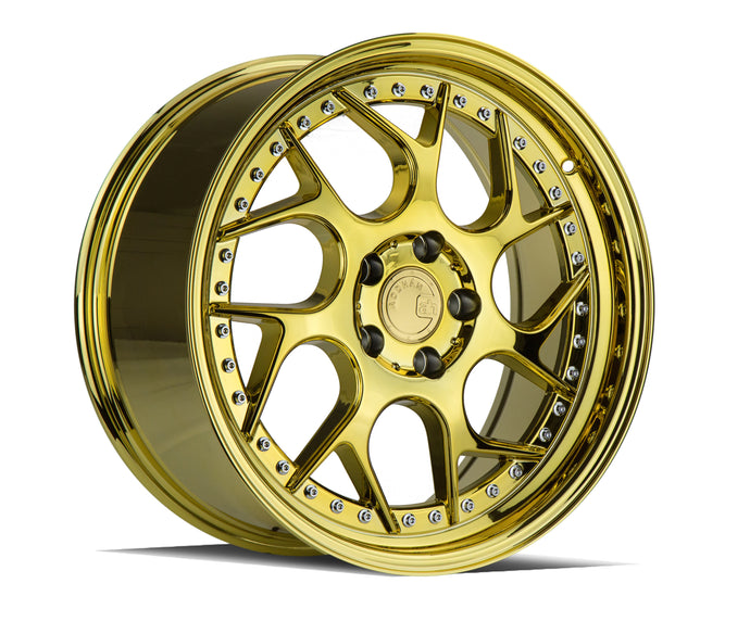 DS01 | Gold Vacuum W/ Chrome Rivets | 18x8.5 | 5x112 | +35mm | CB73.1