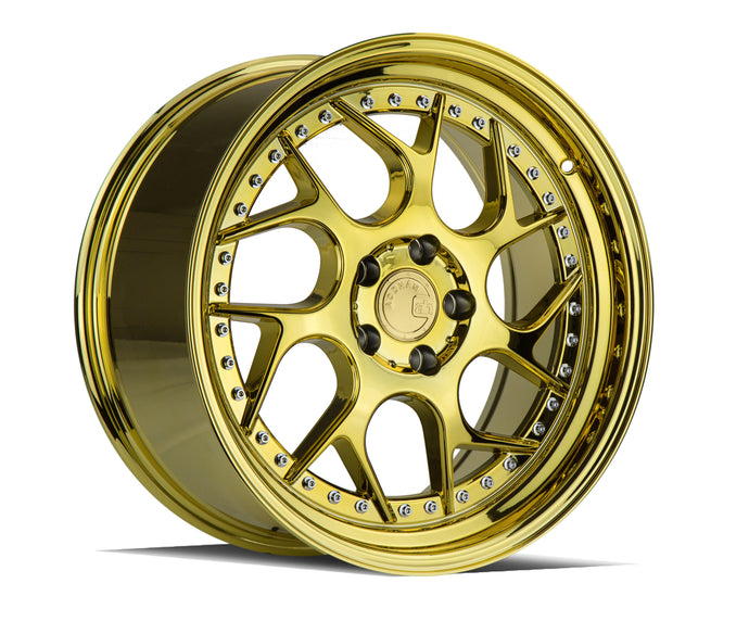 DS01 | Gold Vacuum W/ Chrome Rivets | 18x9.5 | 5x120 | +25mm | CB72.6
