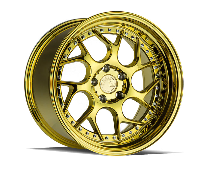 DS01 | Gold Vacuum W/ Chrome Rivets | 19x10.5 | 5x120 | +25mm | CB72.6
