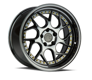 DS01 | Black Vacuum W/ Gold Rivets | 19x9.5 | 5x114.3 | +15mm | CB73.1