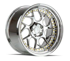 DS01 | Vacuum Chrome W/ Gold Rivets | 19x9.5 | 5x114.3 | +15mm | CB73.1