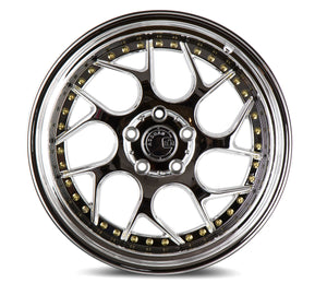 DS01 | Vacuum Chrome W/ Gold Rivets | 19x9.5 | 5x114.3 | +15mm | CB73.1