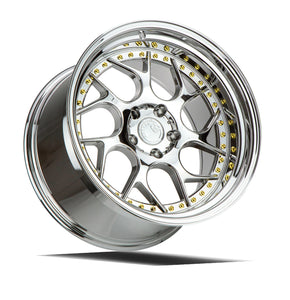 DS01 | Vacuum Chrome W/ Gold Rivets | 19x9.5 | 5x114.3 | +15mm | CB73.1