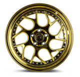 DS01 | Gold Vacuum W/ Chrome Rivets | 19x9.5 | 5x114.3 | +22mm | CB73.1