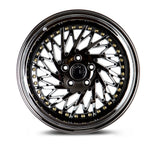 DS03 | Black Vacuum w/ Gold Rivets | 18x10.5 (Driver Side) | 5x114.3 | +22mm | CB73.1