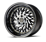 DS03 | Black Vacuum w/ Gold Rivets | 18x10.5 (Driver Side) | 5x114.3 | +22mm | CB73.1
