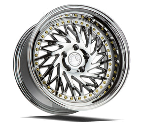 DS03 | Vacuum Chrome w/Gold Rivets | 18x10.5 (Passenger Side) | 5x114.3 | +15mm | CB73.1