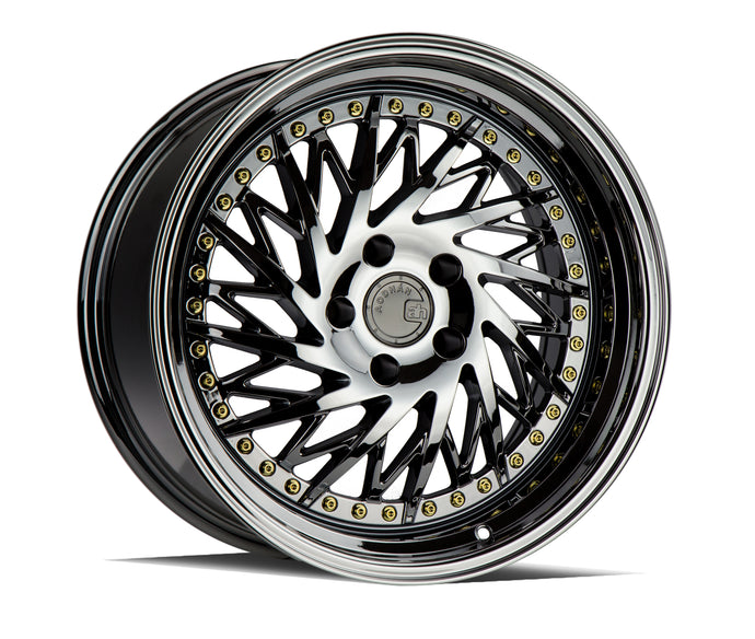 DS03 | Black Vacuum w/ Gold Rivets | 18x9.5 (Driver Side) | 5x114.3 | +22mm | CB73.1