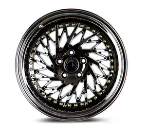 DS03 | Black Vacuum w/ Gold Rivets | 18x9.5 (Driver Side) | 5x114.3 | +22mm | CB73.1