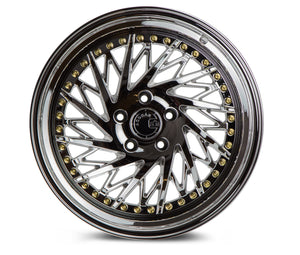 DS03 | Vacuum Chrome w/Gold Rivets | 18x9.5 (Driver Side) | 5x114.3 | +30mm | CB73.1