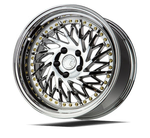 DS03 | Vacuum Chrome w/Gold Rivets | 18x9.5 (Passenger Side) | 5x100 | +35mm | CB73.1