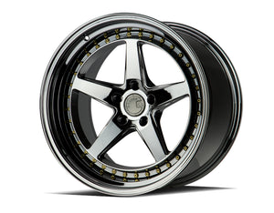 DS05 | Black Vacuum W /Gold Rivets | 19x11 | 5x114.3 | +15mm | CB73.1
