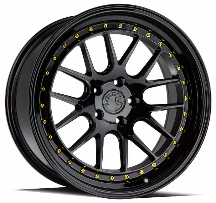 DS06 | Gloss Black W /Gold Rivets | 19x9.5 | 5x114.3 | +15mm | CB73.1