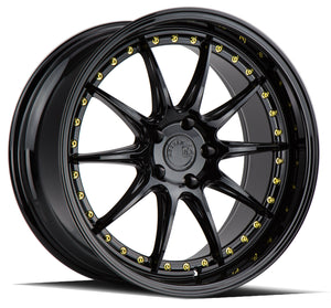 DS07 | Gloss Black W /Gold Rivets | 18x9.5 | 5x114.3 | +30mm | CB73.1