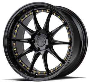 DS07 | Gloss Black W /Gold Rivets | 18x9.5 | 5x114.3 | +30mm | CB73.1
