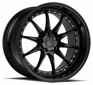 DS07 | Gloss Black W /Gold Rivets | 19x11 | 5x114.3 | +22mm | CB73.1