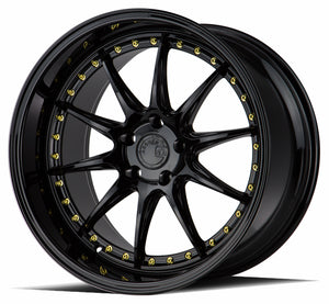 DS07 | Gloss Black W /Gold Rivets | 19x11 | 5x114.3 | +22mm | CB73.1