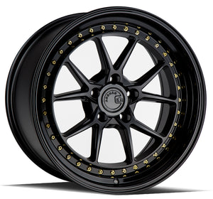 DS08 | Gloss Black W /Gold Rivets | 18x9.5 | 5x114.3 | +30mm | CB73.1